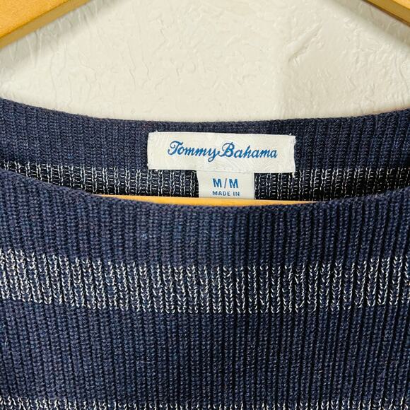 Tommy Bahama Metallic Thread Stripe Scoop Neck Sweater Knit LS Black - M - Picture 4 of 5